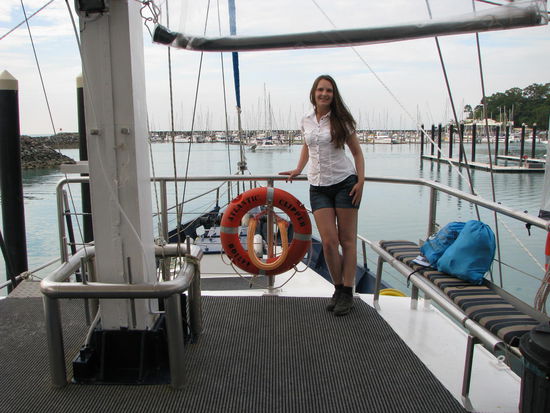 Als erste auf dem Boot