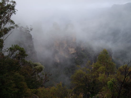 Zwischendurch zeigten sich die Three Sisters zumindest annähernd...