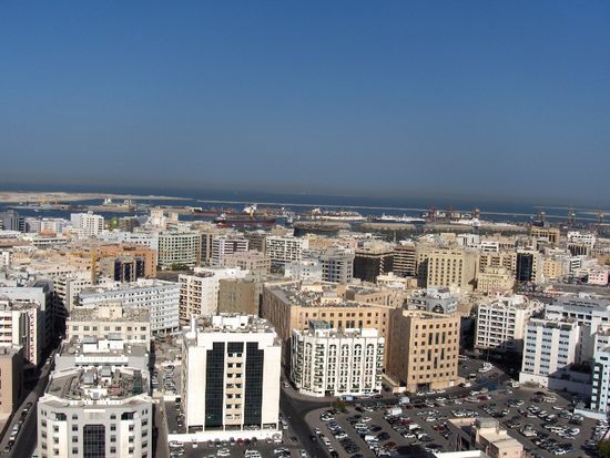 Ausblick auf die Stadt aus unserem Hotelzimmer im 21. Stock.