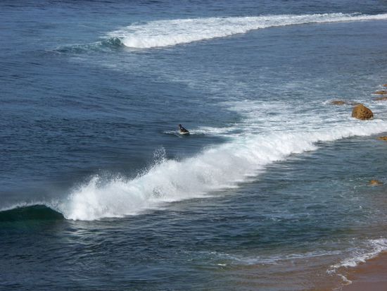 auf diesem Bild war er noch im Wasser und hat auf die perfekte Welle gewartet