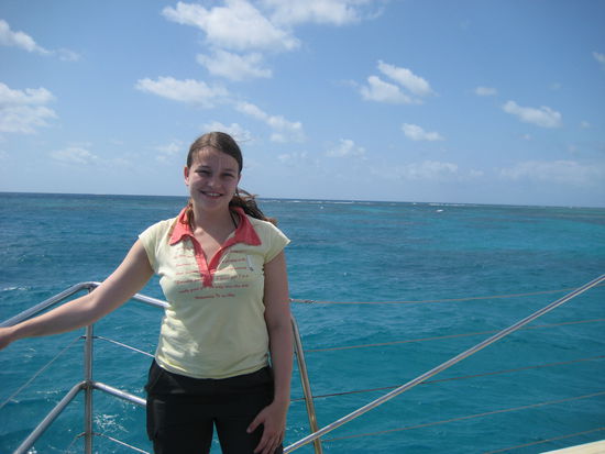 Ich auf der Faehre zum "Oyester Reef"