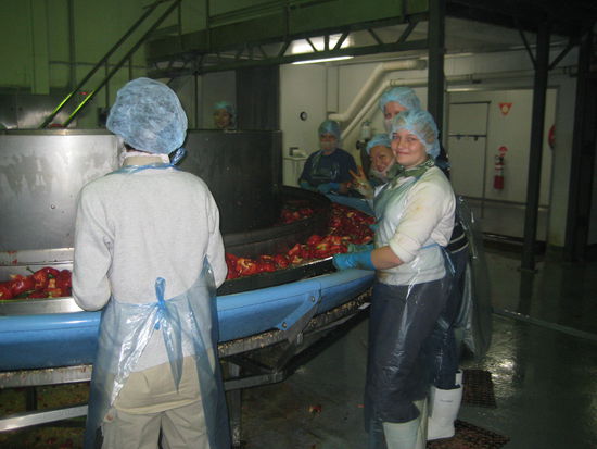 Ich am Band, etwas genervt von der Arbeit