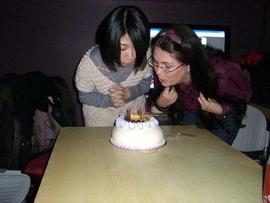Mimi und ich bei unserem Geburtstagswunsch