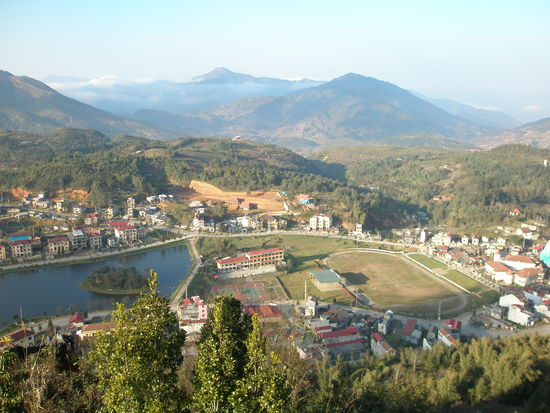 Sapa Stadt vom Berg aus fotografiert