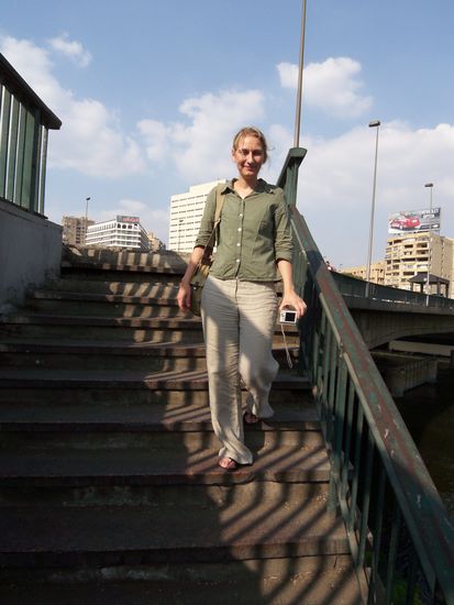 Katja auf der Nilbrücke