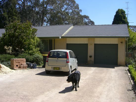Haus und Henry im Vordergrund 