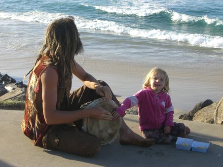 Hippie-Vater mit seinem Kind