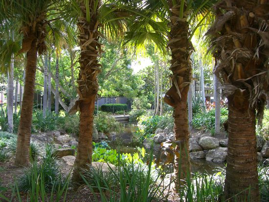 South Bank - Park mitten in der Innenstadt. Im Hintergrund ne Uni