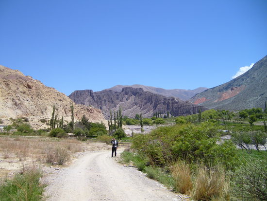 Braun, grau, hellgrau, rot sind hier die felsigen Berge