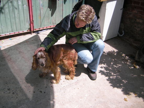 Uli vertreibt sich die Wartezeit mit Bichos, dem Hund der Villa Kunterbunt