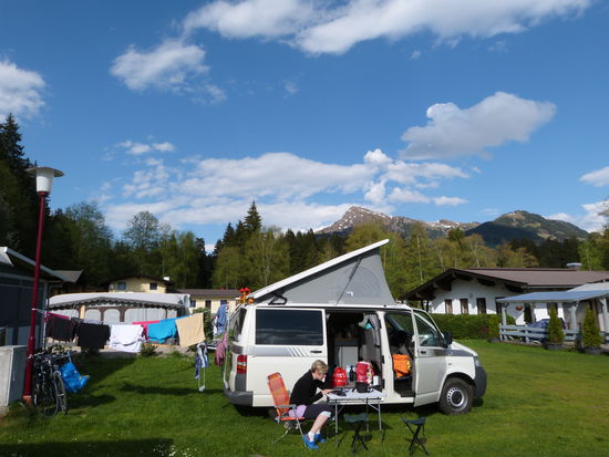 Auf dem Campingplatz in Kitzbühel