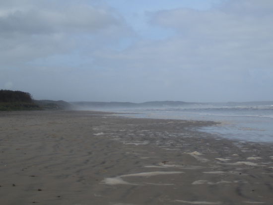Die Westkueste mit dem starken Westwind, der uebrigens auch die Sandduenen verursacht
