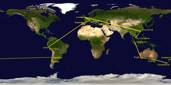 Die geplante Flugroute.