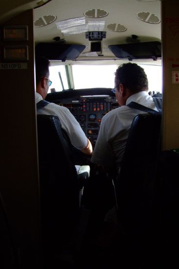 Blick ins Cockpit mit unseren Piloten.