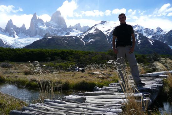 Peter vor dem einmaligen Panorama: Fitz Roy und Co.