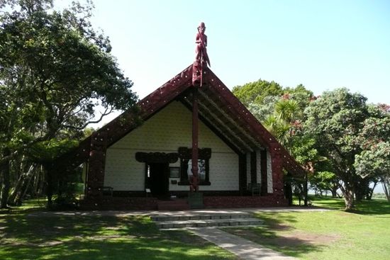 Das Maori meeting house in Waitangi.