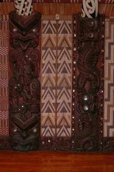 Die Holzschnitzereien der Maoris.