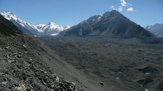 Unter diesen Kieshaufen befindet sich im Ernst ein Gletscher!