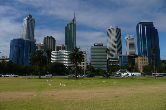 Die Skyline von Perth.