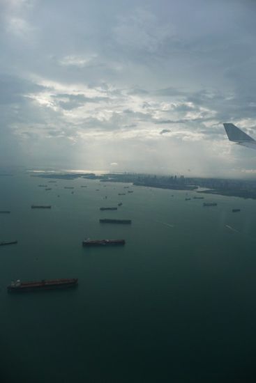 Anflug auf Singapur.