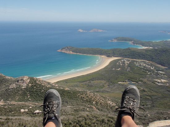 Mount Oberon: Blick auf Norman Beach und Tidal River Campsite und Squeaky Beach