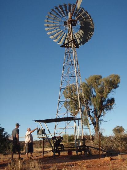 Chris and Sid at the water bore hole