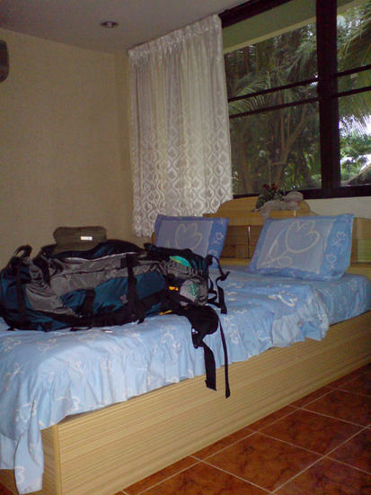 Unser Zimmer mit Palmen direkt vor dem Fenster!
