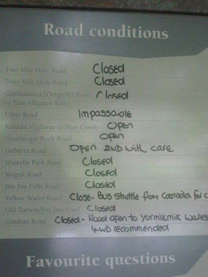 Road conditions, fast alle Strassen geschlossen