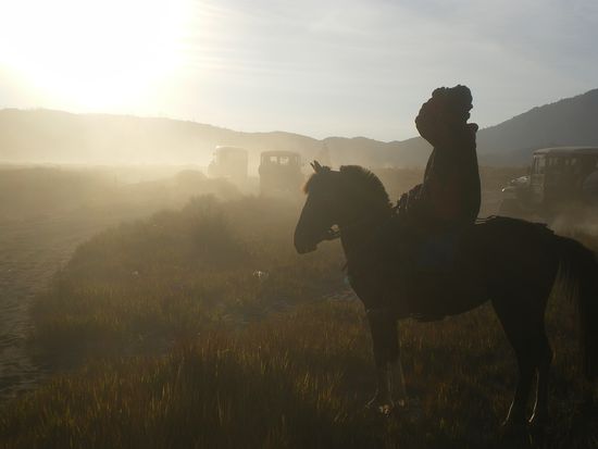 Local bei der Ausschau nach Touris...