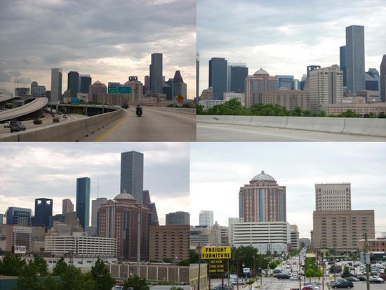 Die Skyline von Houston - kaum war sie aufgetaucht, war sie auch schon wieder hinter uns verschwunden. - Soviel zu Houston. - Ach Ja - Houston bitte kommen.