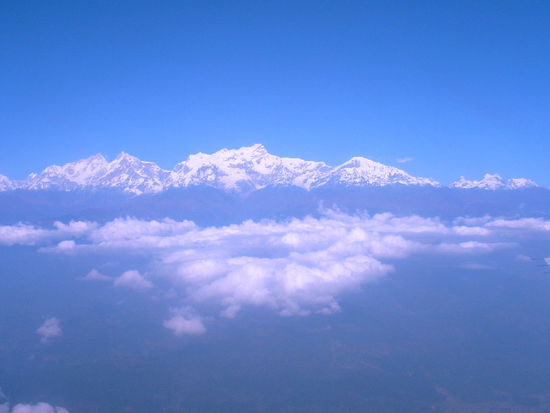 Himalayagipfel beim Flug Pokhara-Kathmandu