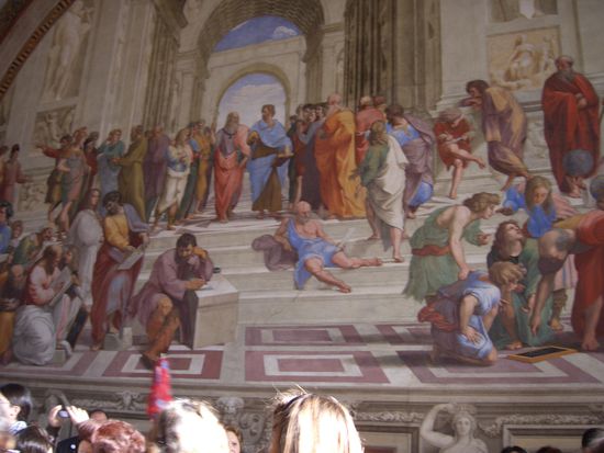 Stanza della Segnatura mit dem beruehmtesten Werk Raffaels : La Scuola d´Atene ( Schule von Athen )