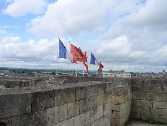 ganz oben auf der Burgmauer