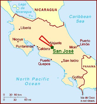 Route: von San Jose nach St.Elena, dann nach Fortuna und wieder nach San Jose