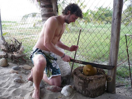 Giro beim öffnen einer Kokosnuss