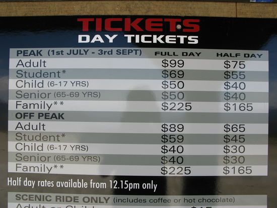 Skipasspreise am Treble Cone