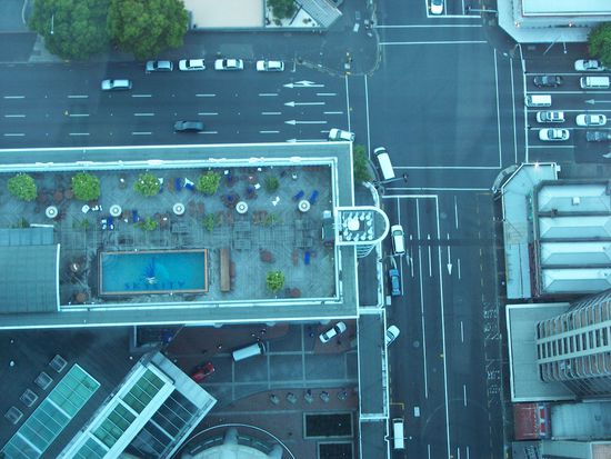 diese Sicht hat man beim Bungy Sprung vom Skytower
