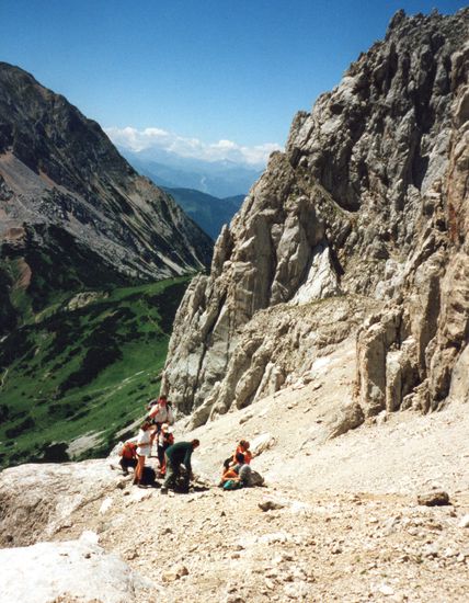 Rast an der Windlegerscharte, 2400 Meter hoch.
