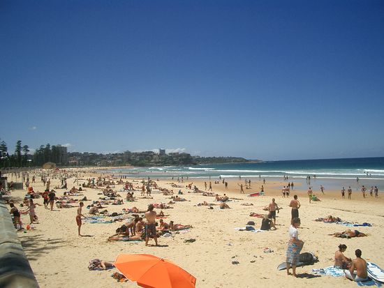 Und bereits angekommen.... Der Manly Beach...