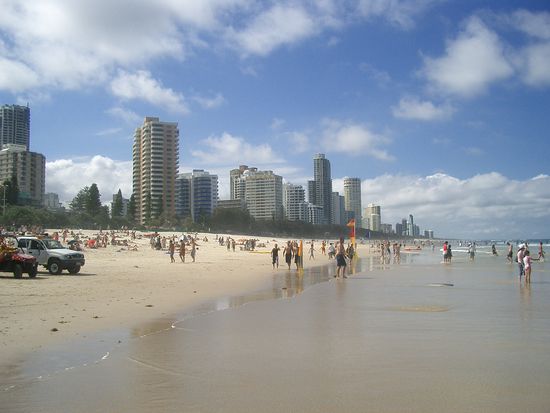 Der Strand von Surfers Paradise.. Das Wetter war um einiges besser als jenes vom 1. Wochenende...