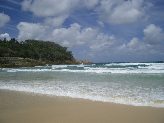 Hier bin ich am erwaehnten 18 Meilen Sandstrand...