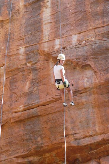 Christine beim Abseiling