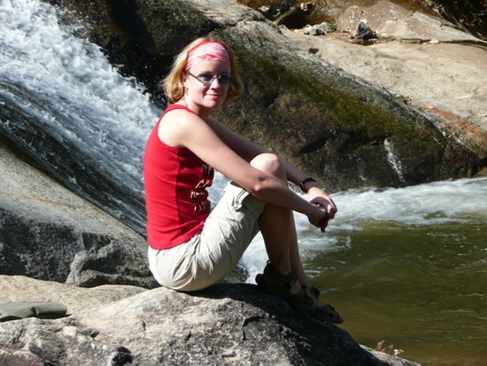 Poserfotos am Wasserfall