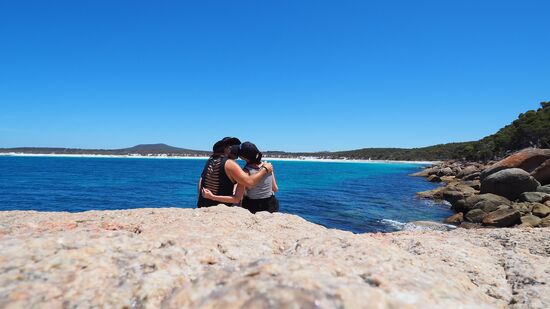 Der auserwählte "Pausenstein" mit Sicht auf die Bay