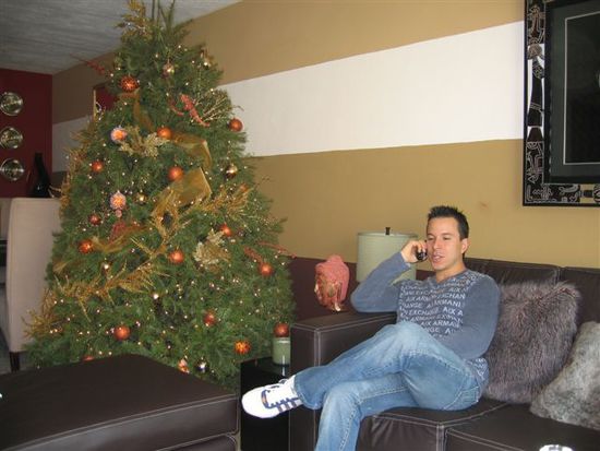 Gerardo mit seinem schönen Weihnachtsbaum.