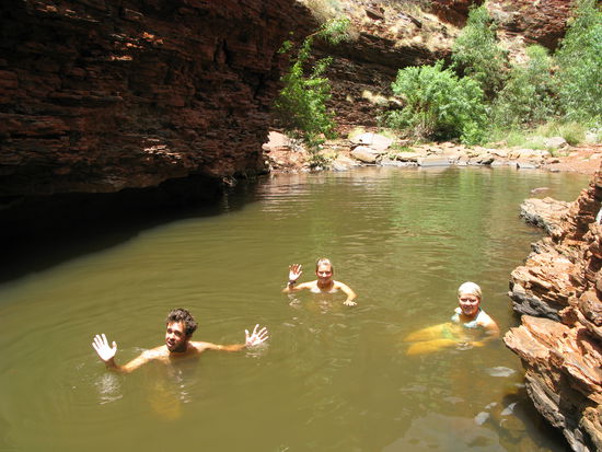 Beim Baden im "Weano Gorge".