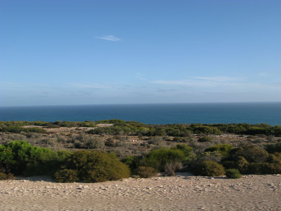 Kurz nach der Grenze zwischen West- und Suedaustralien. Es ging steil die Klippen hinunter...