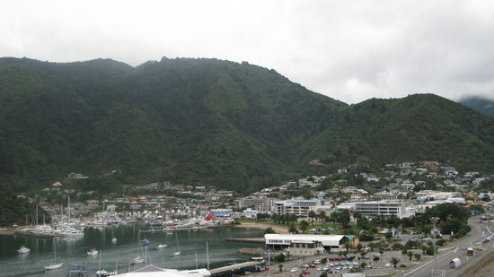 Die Hafenstadt "Picton", von wo unsere Faehre zur Nordinsel ablegte.