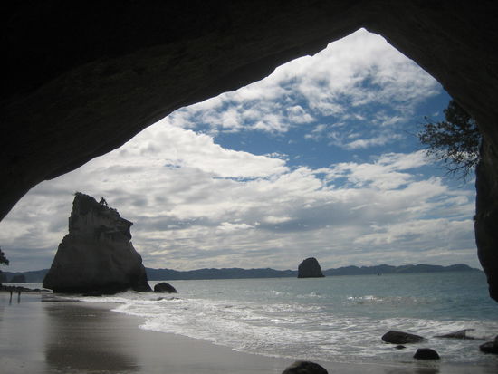 Die herrliche Stimmung bei der "Cathedral Cove".