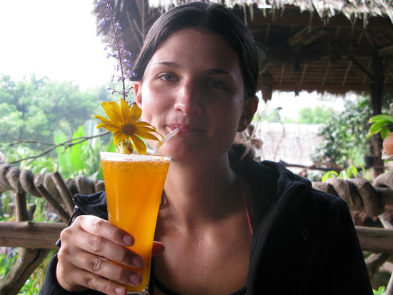 Noch ein wenig muede beim Fruehstueck...